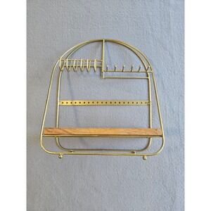 Unbranded Jewelry Stand Unisex OS Gold Metal Wood Arch Tabletop Organizer Tray
